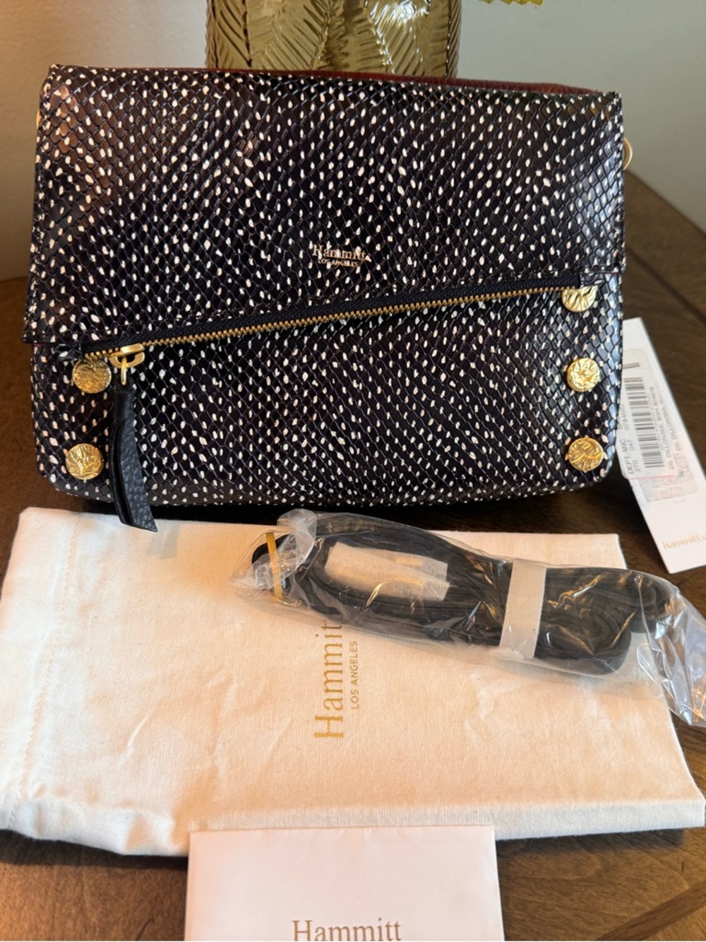 Hammitt crossbody in Burgundy Leather and Navy Floral - Picture 7 of 13